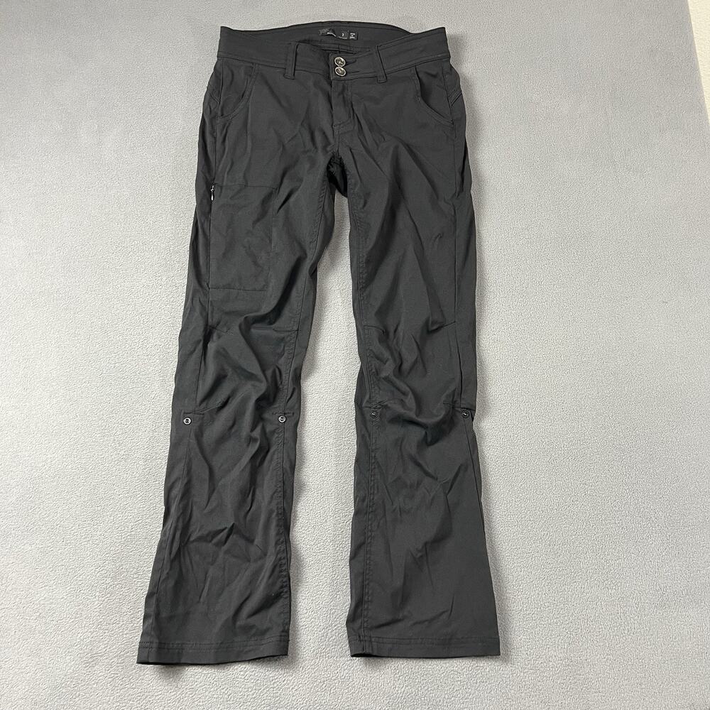 Prana Pants Womens Size 2 Black Halle Straight Leg Nylon Stretch Outdoor Hiking